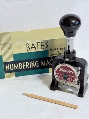 Vintage Bates numbering machine stamp